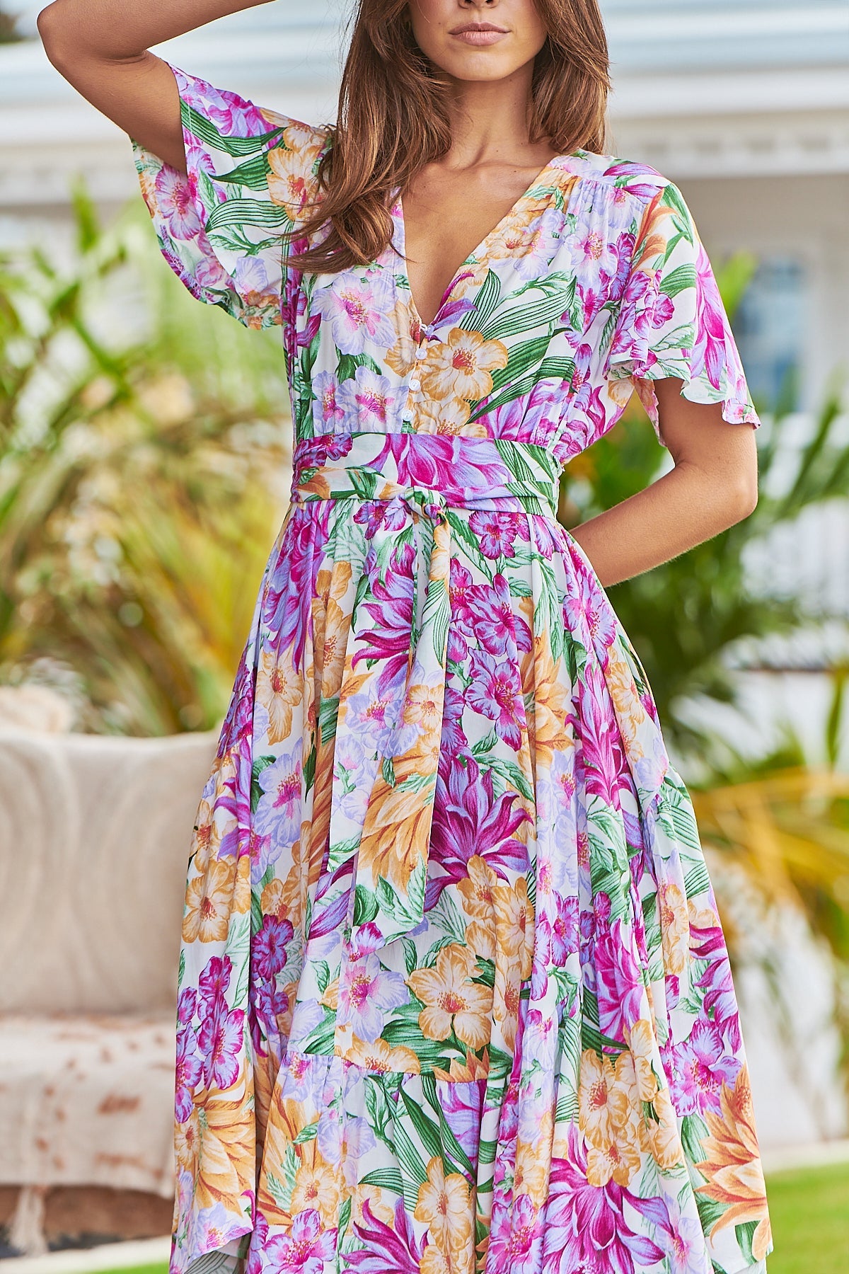 Jaase TAURAS Maxi Dress Honolulu Print Magenta