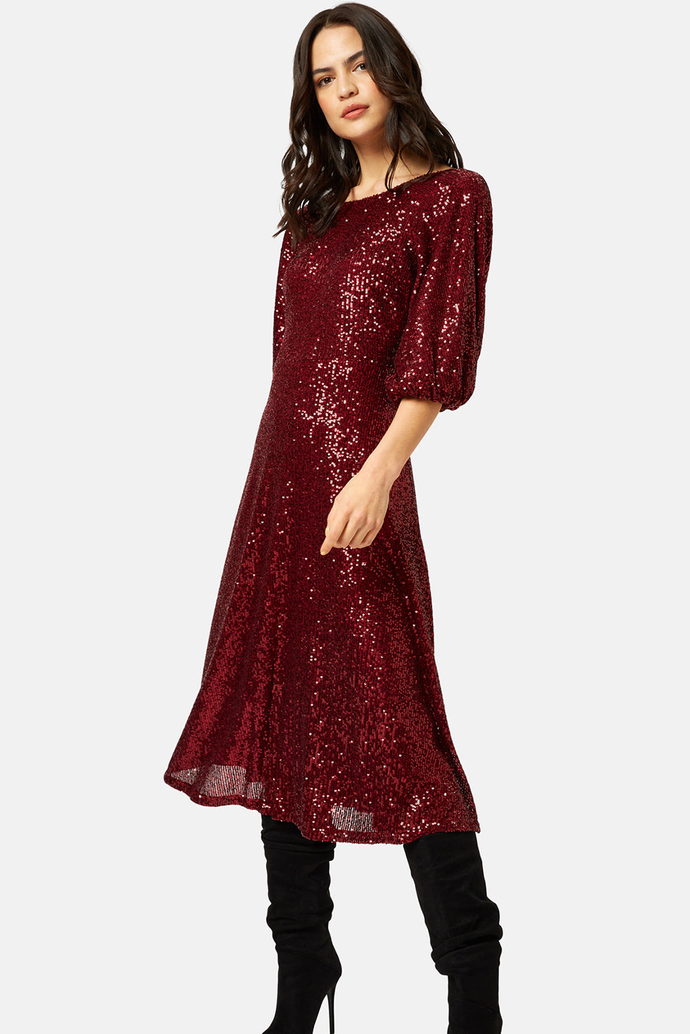 Traffic People Dress EXILE Sequin Wine