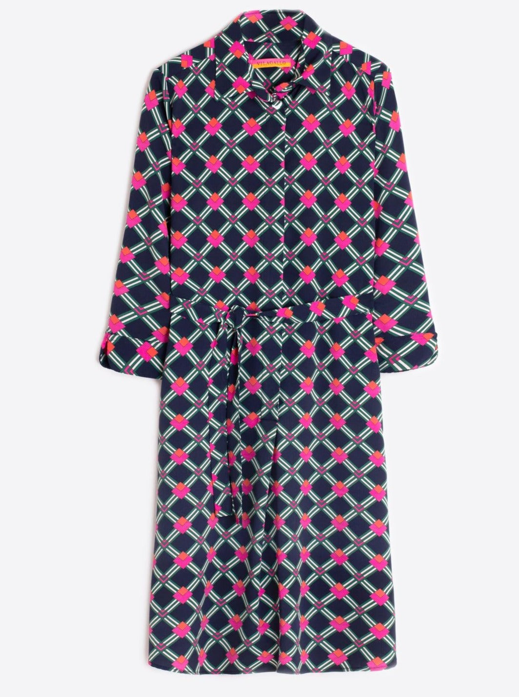Vilagallo Dress ADRIANA Geometric Print Navy
