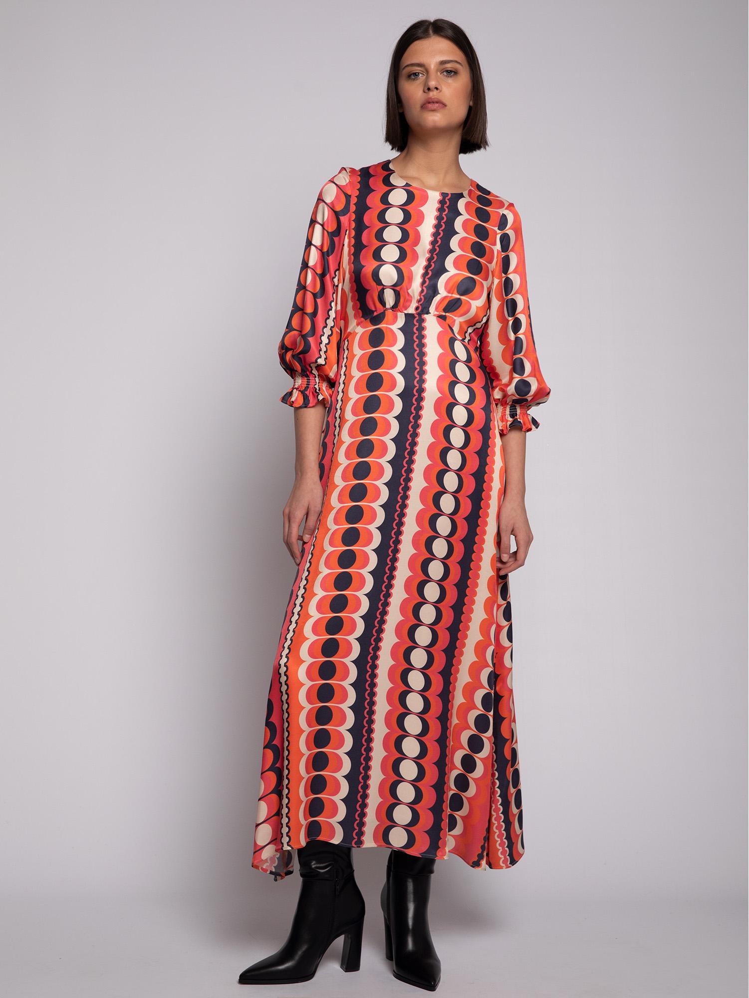 Vilagallo Dress KARA Retro Print Orange