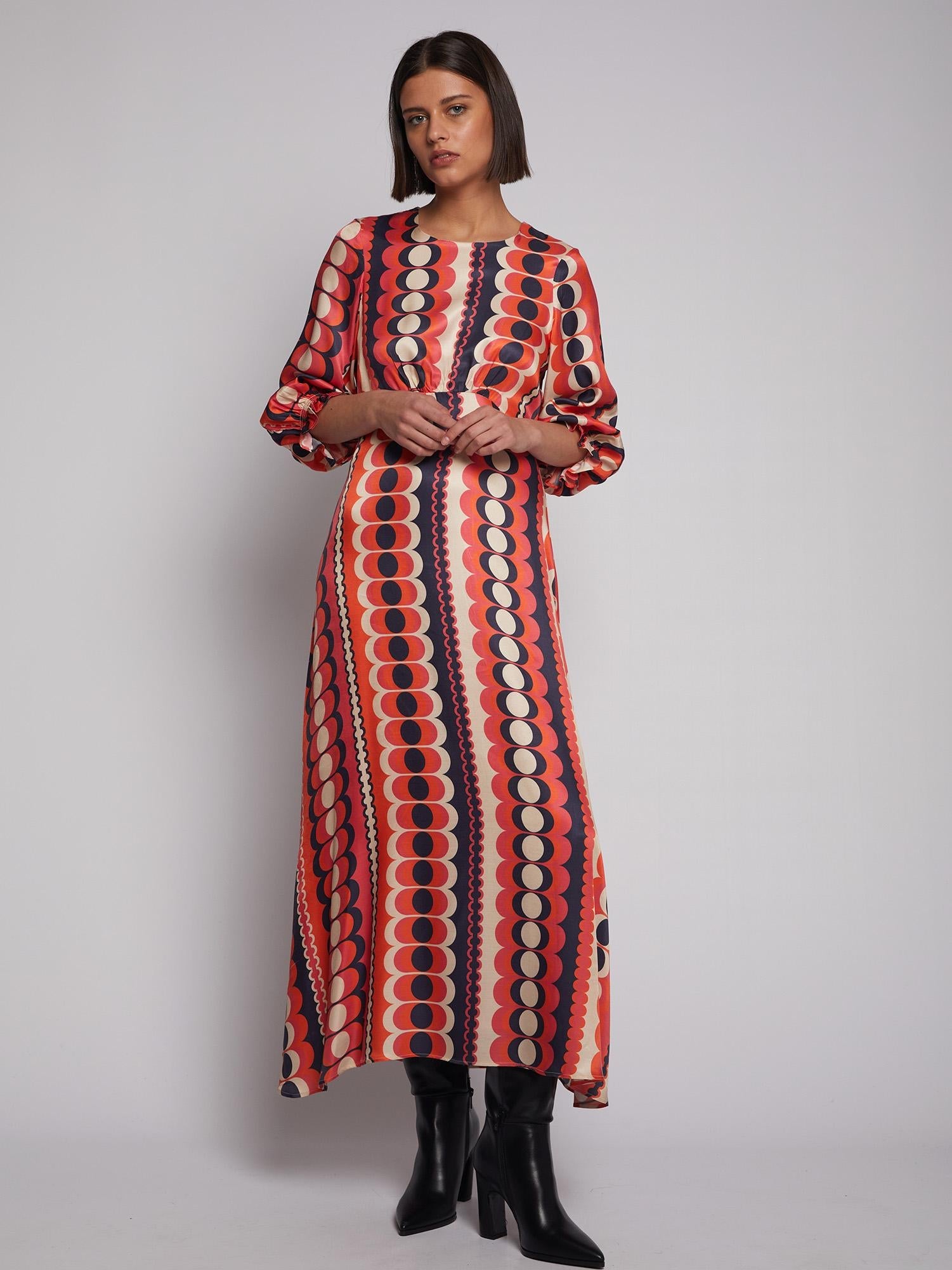 Vilagallo Dress KARA Retro Print Orange