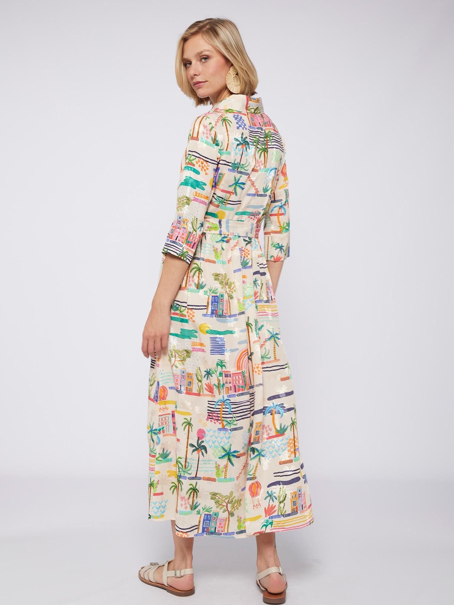 Vilagallo Dress NATALIA Long Villajoyosa Acuarela Multi