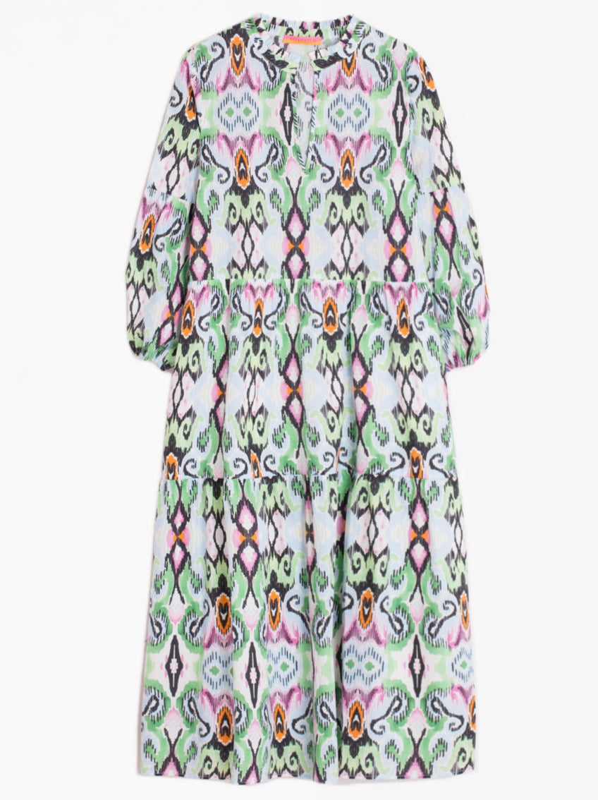 Vilagallo Dress Long TAMMY Ikat Watercolour Mint