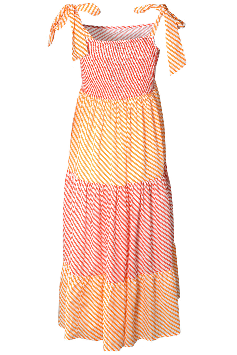 Dream Fashions CAPRI Tie Strap Tiered Maxi Dress Orange
