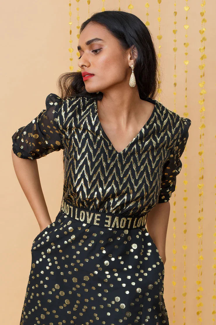 Emily Lovelock Dress Love Black & Gold D796-01