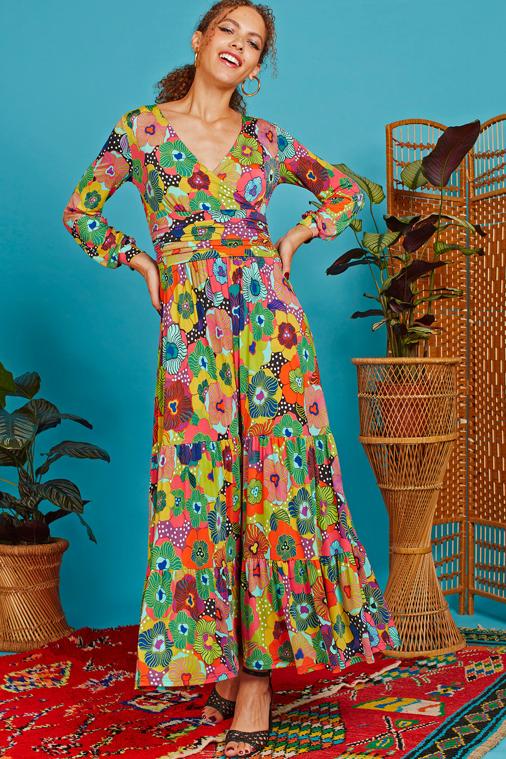 Onjenu FAYE Maxi Dress Sky Flower Multi