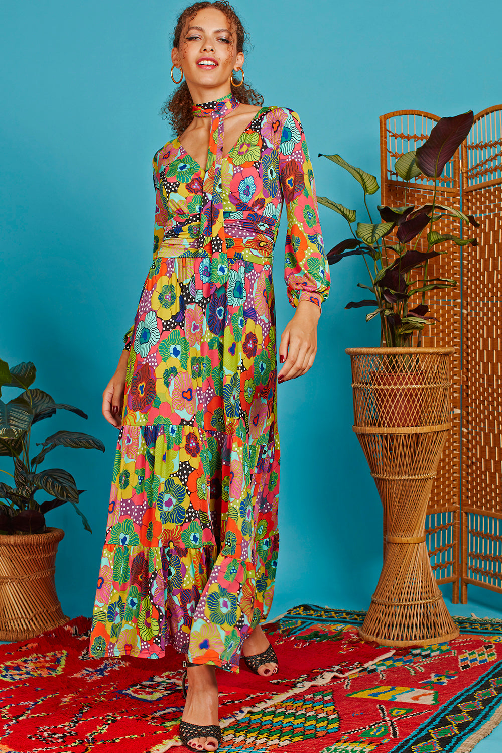 Onjenu FAYE Maxi Dress Sky Flower Multi