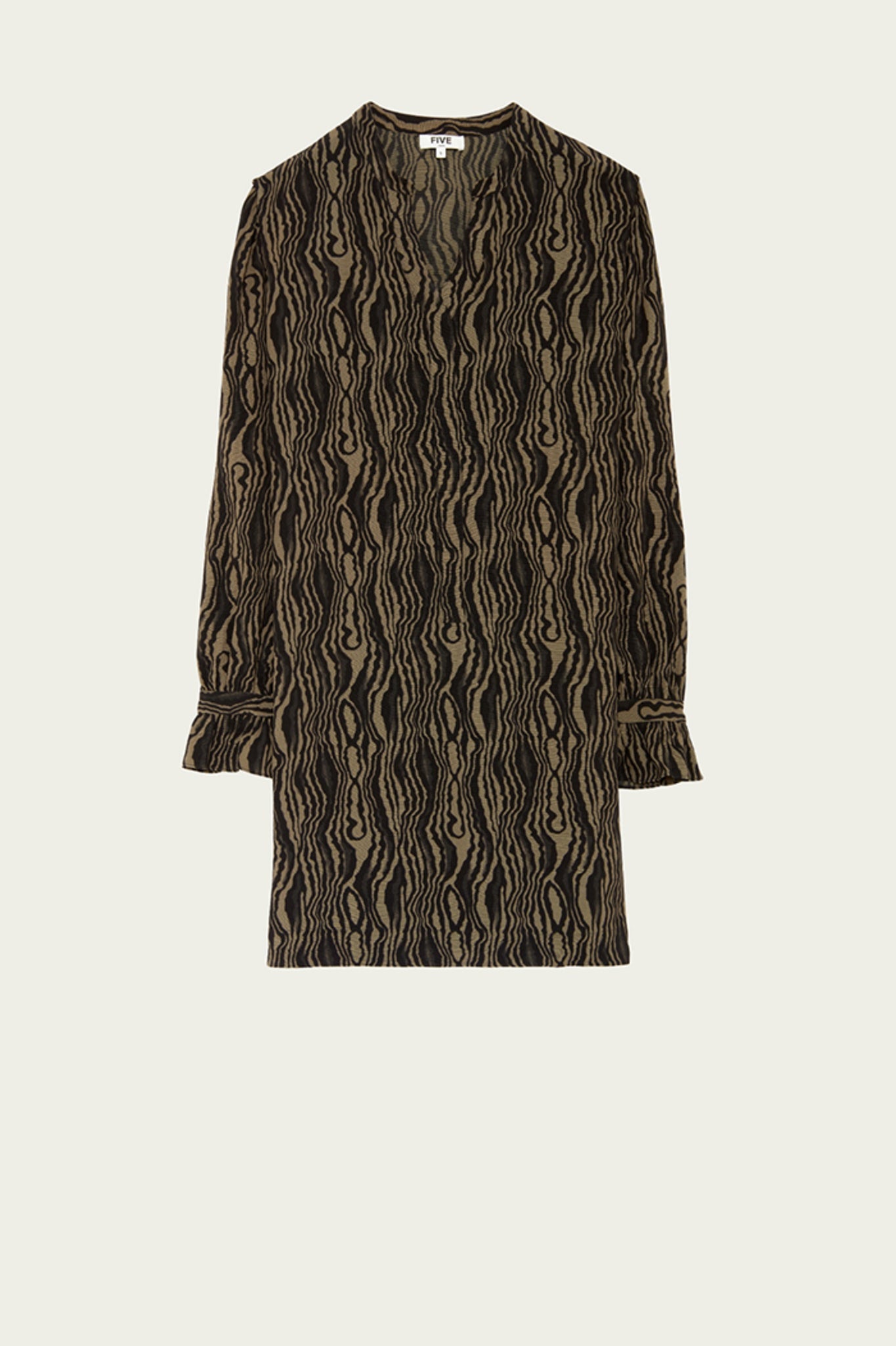 Five Jeans Dress RAFAELLE Shift Black Print Khaki.