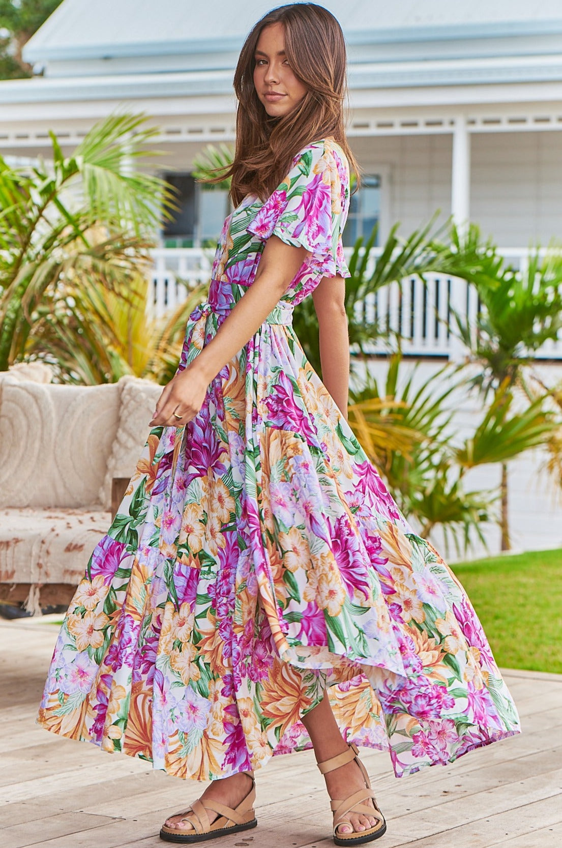 Jaase TAURAS Maxi Dress Honolulu Print Magenta