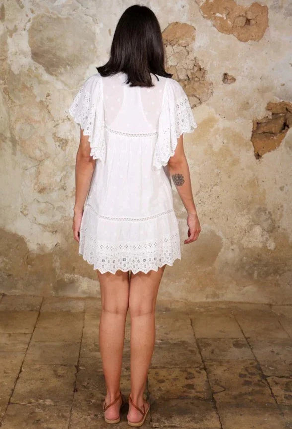 Scarlett Poppies ON THE EDGE Lace Dress White