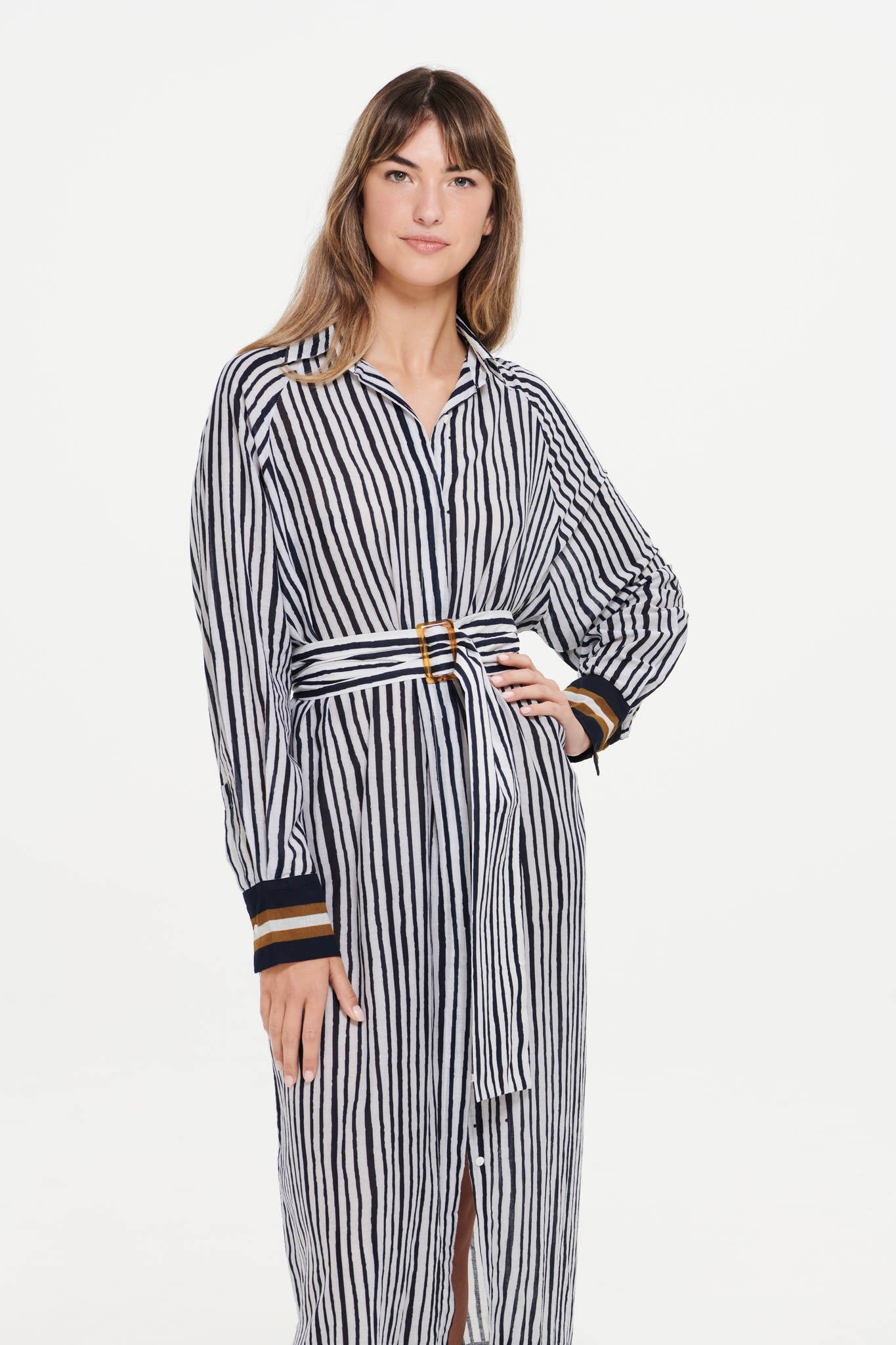 Oneseason Dress Jessie Maxi with Belt Navy White