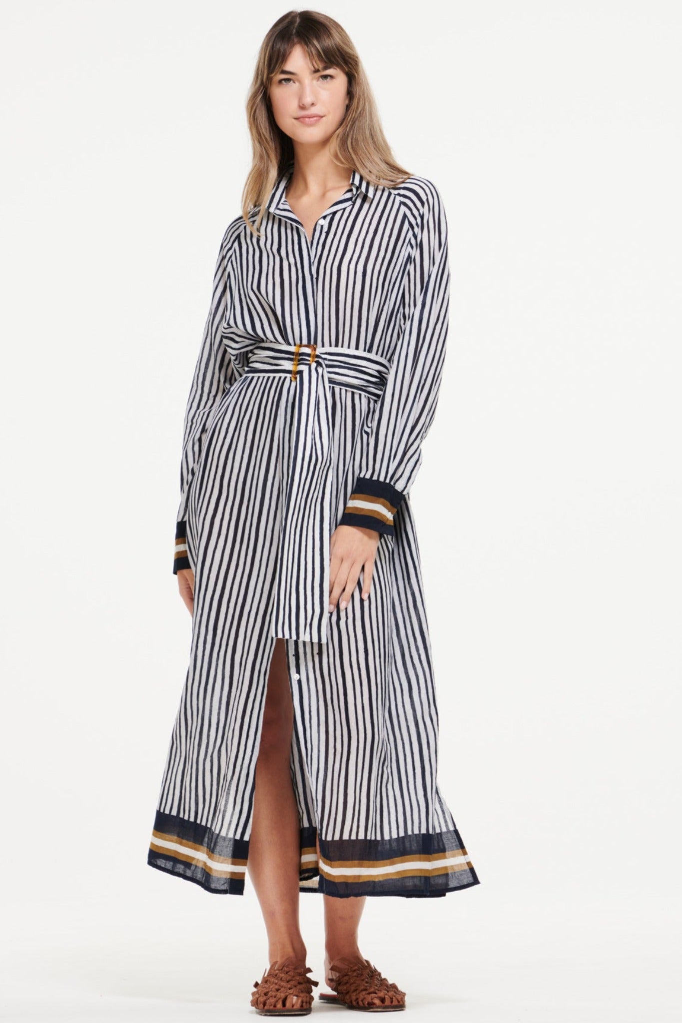 Oneseason Dress Jessie Maxi with Belt Navy White