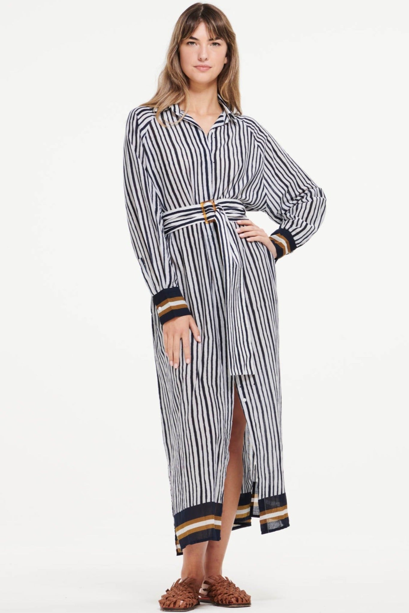 Oneseason Dress Jessie Maxi with Belt Navy White