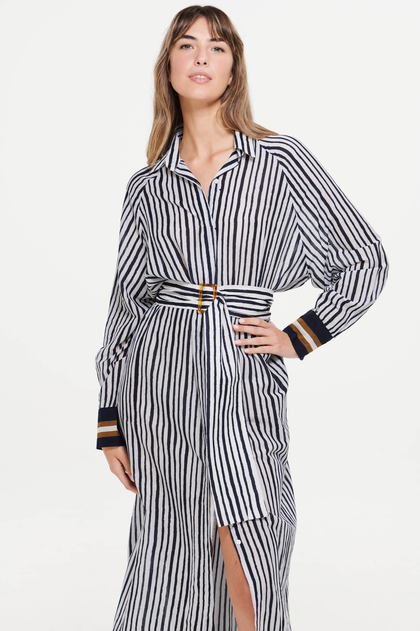 Oneseason Dress Jessie Maxi with Belt Navy White