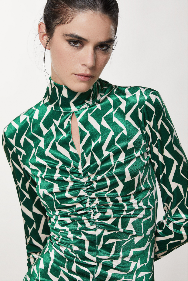 Patrizia Pepe Dress 2A2613 Geo Mini Geometric Print Green