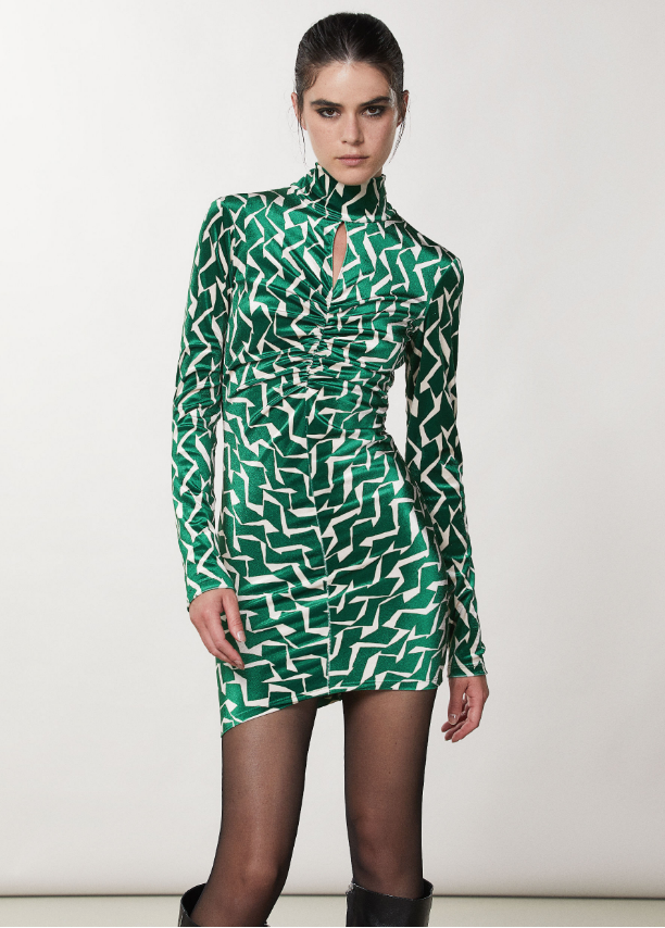 Patrizia Pepe Dress 2A2613 Geo Mini Geometric Print Green