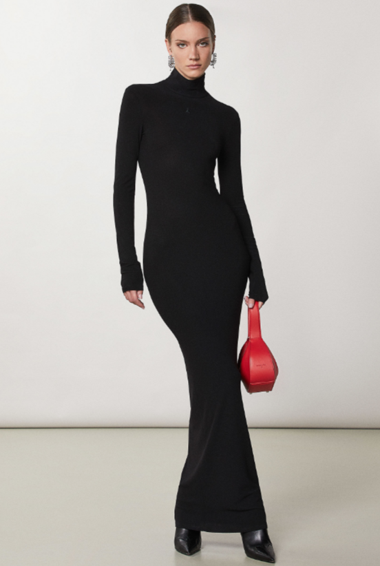 Patrizia Pepe 2A2625 Second Skin Maxi Dress Black.