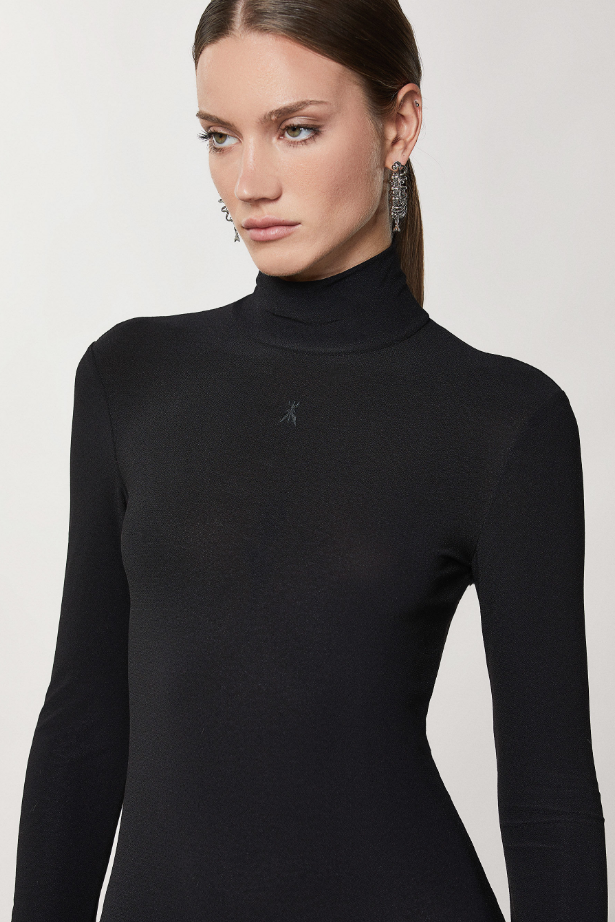 Patrizia Pepe 2A2625 Second Skin Maxi Dress Black.