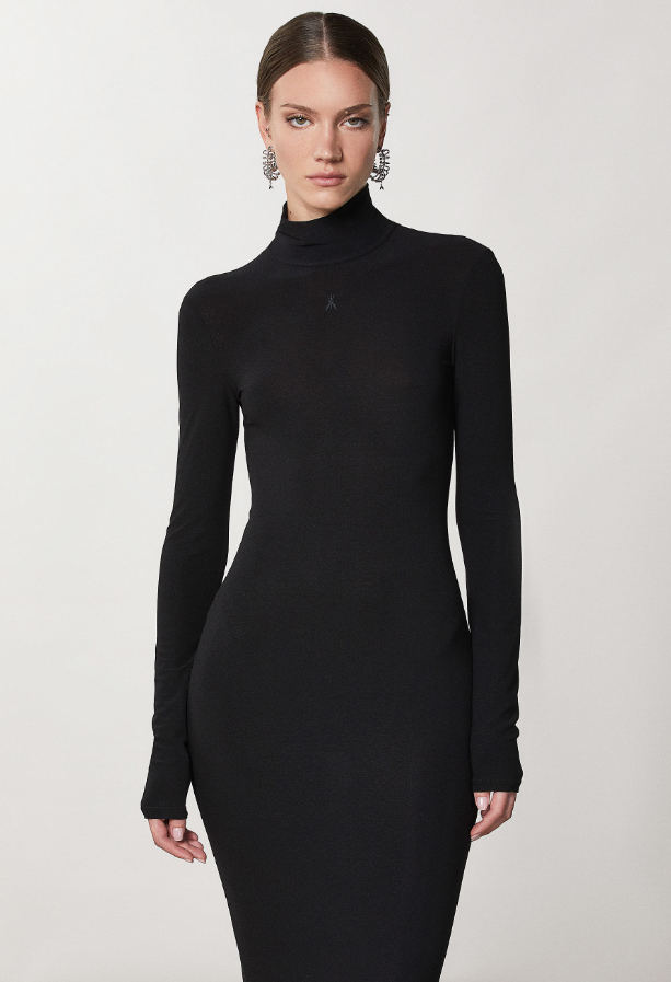Patrizia Pepe 2A2625 Second Skin Maxi Dress Black.