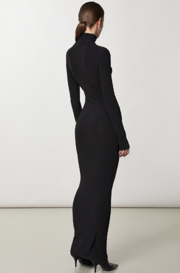 Patrizia Pepe 2A2625 Second Skin Maxi Dress Black.