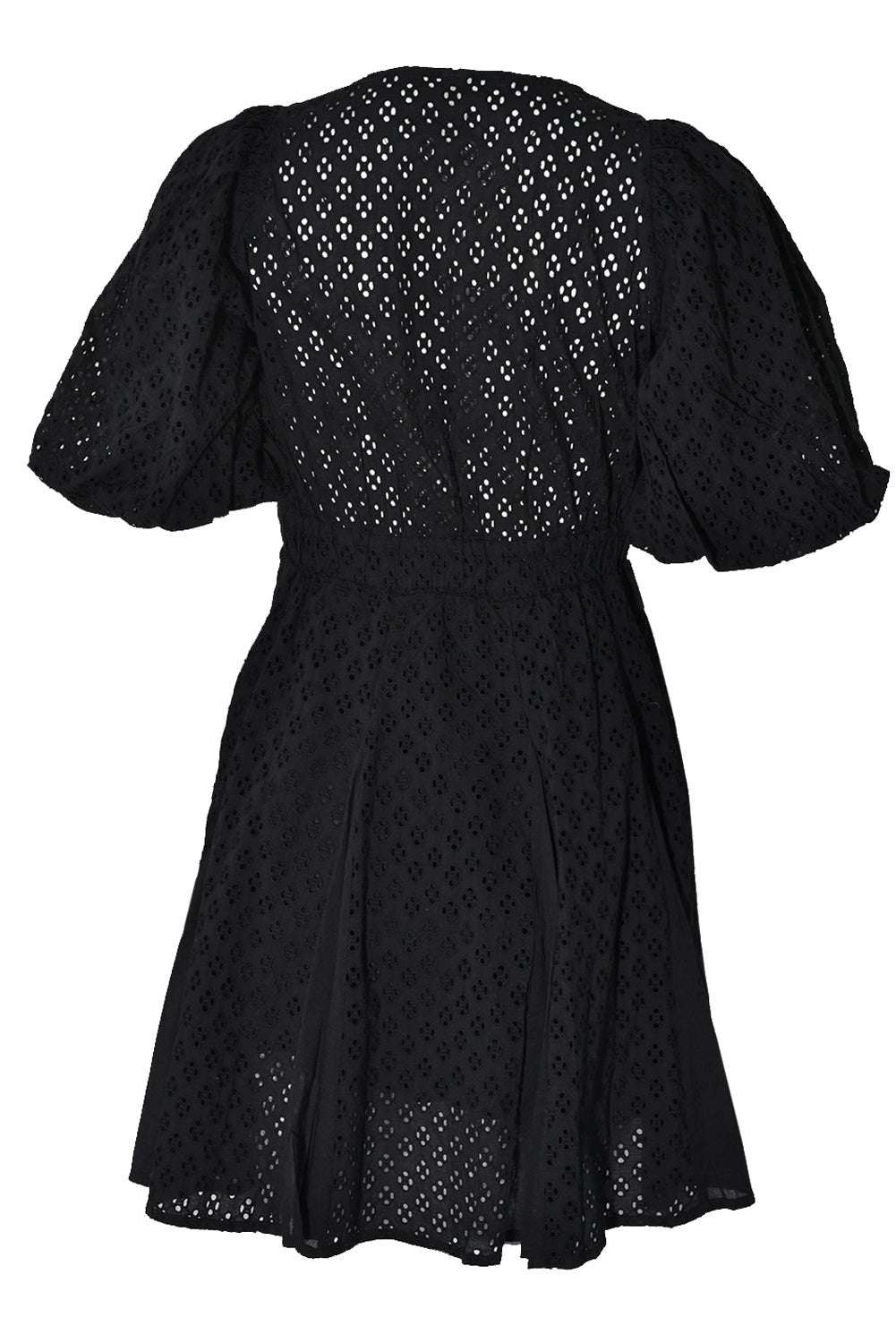 Broderie Puff Sleeve Mini Dress with Fitted Waist