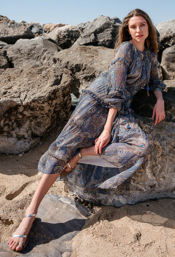 Scarlett Poppies Long Dress INFINITE MINDS Peacock Blue