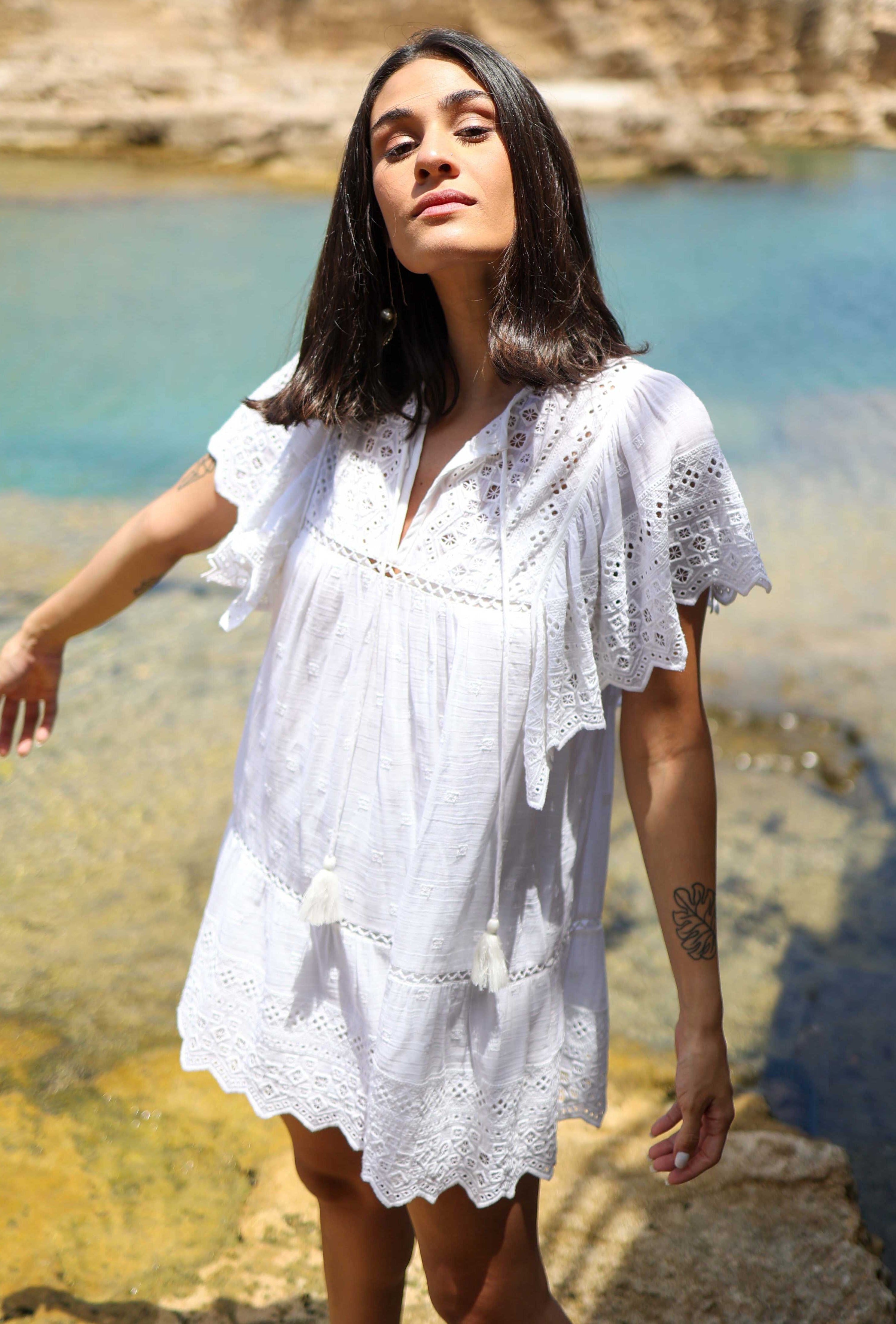Scarlett Poppies ON THE EDGE Lace Dress White