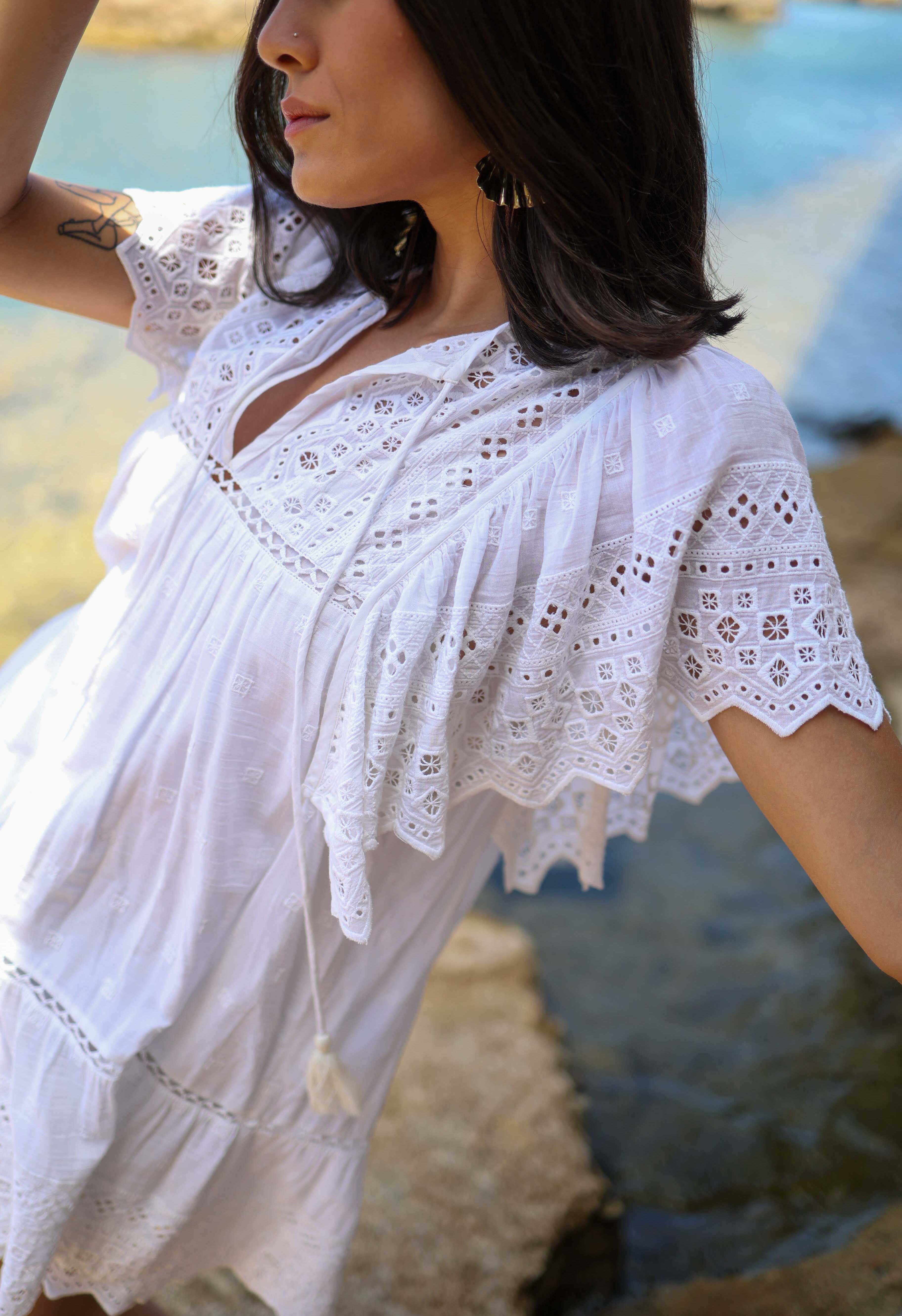 Scarlett Poppies ON THE EDGE Lace Dress White