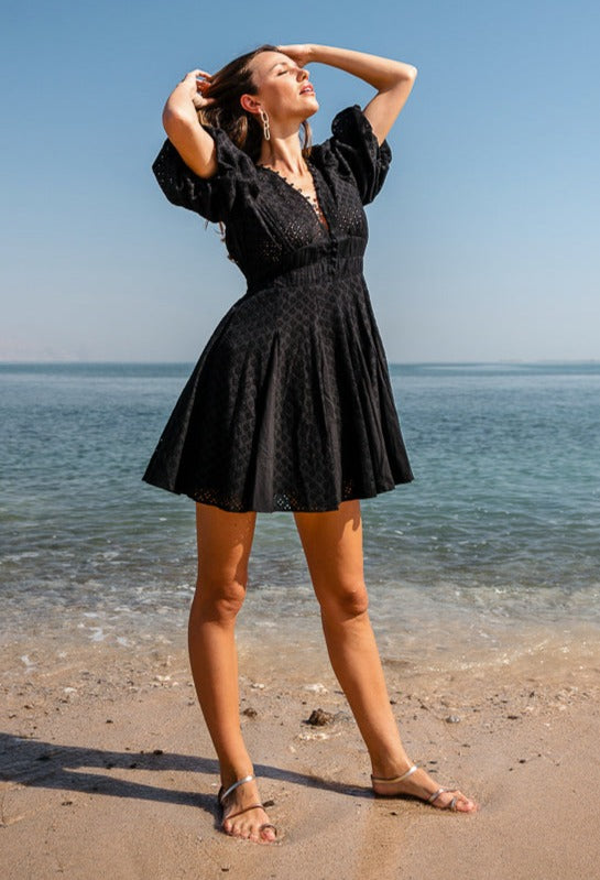 Scarlett Poppies Short Dress RUN AWAY AGAIN Lace Black