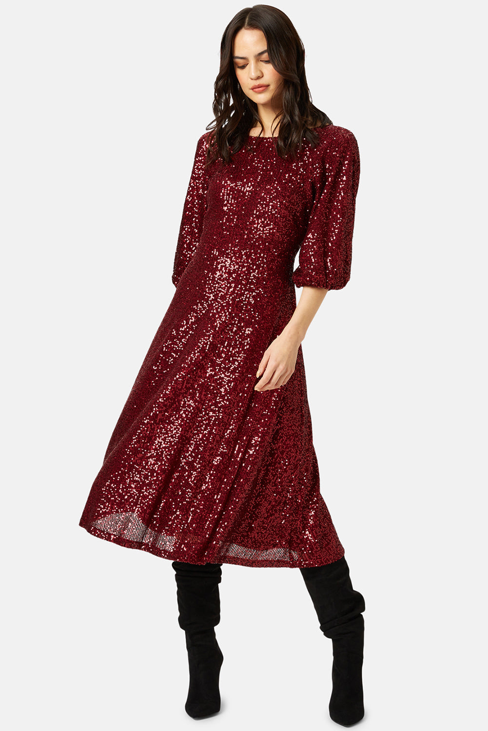 Traffic People Dress EXILE Sequin Wine