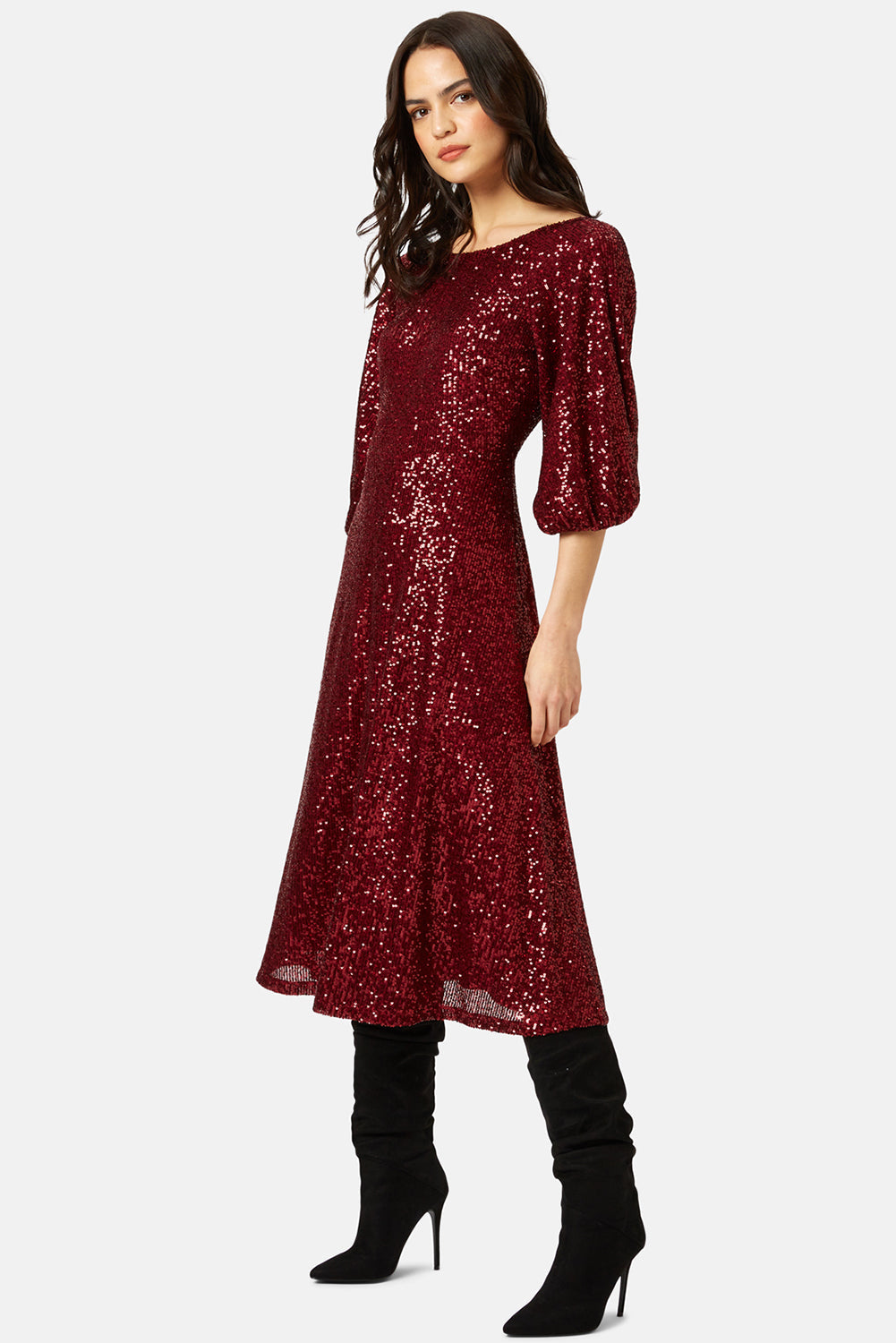Traffic People Dress EXILE Sequin Wine