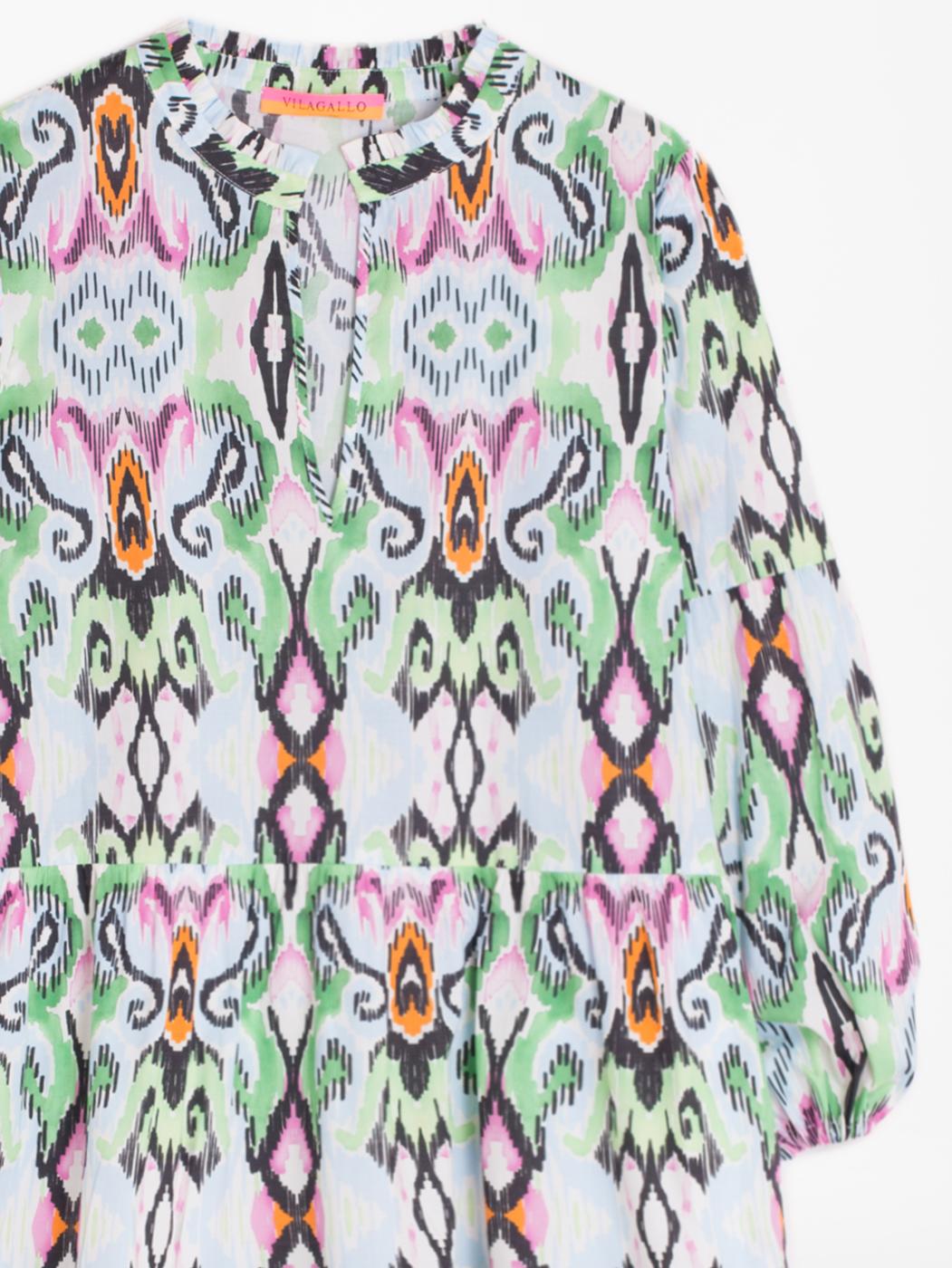 Vilagallo Dress Long TAMMY Ikat Watercolour Mint