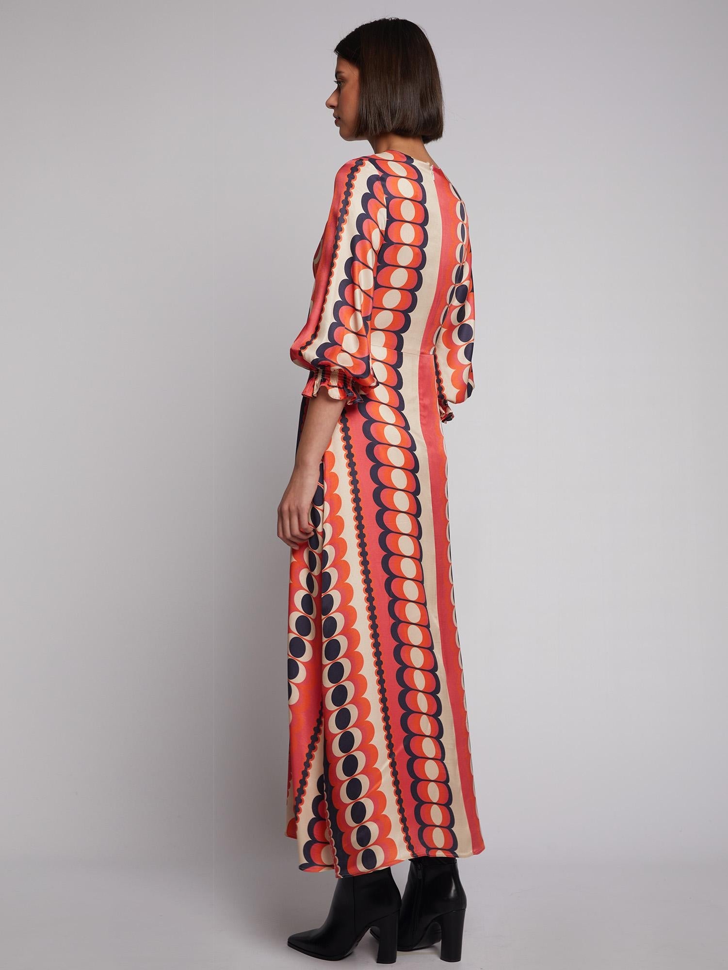 Vilagallo Dress KARA Retro Print Orange