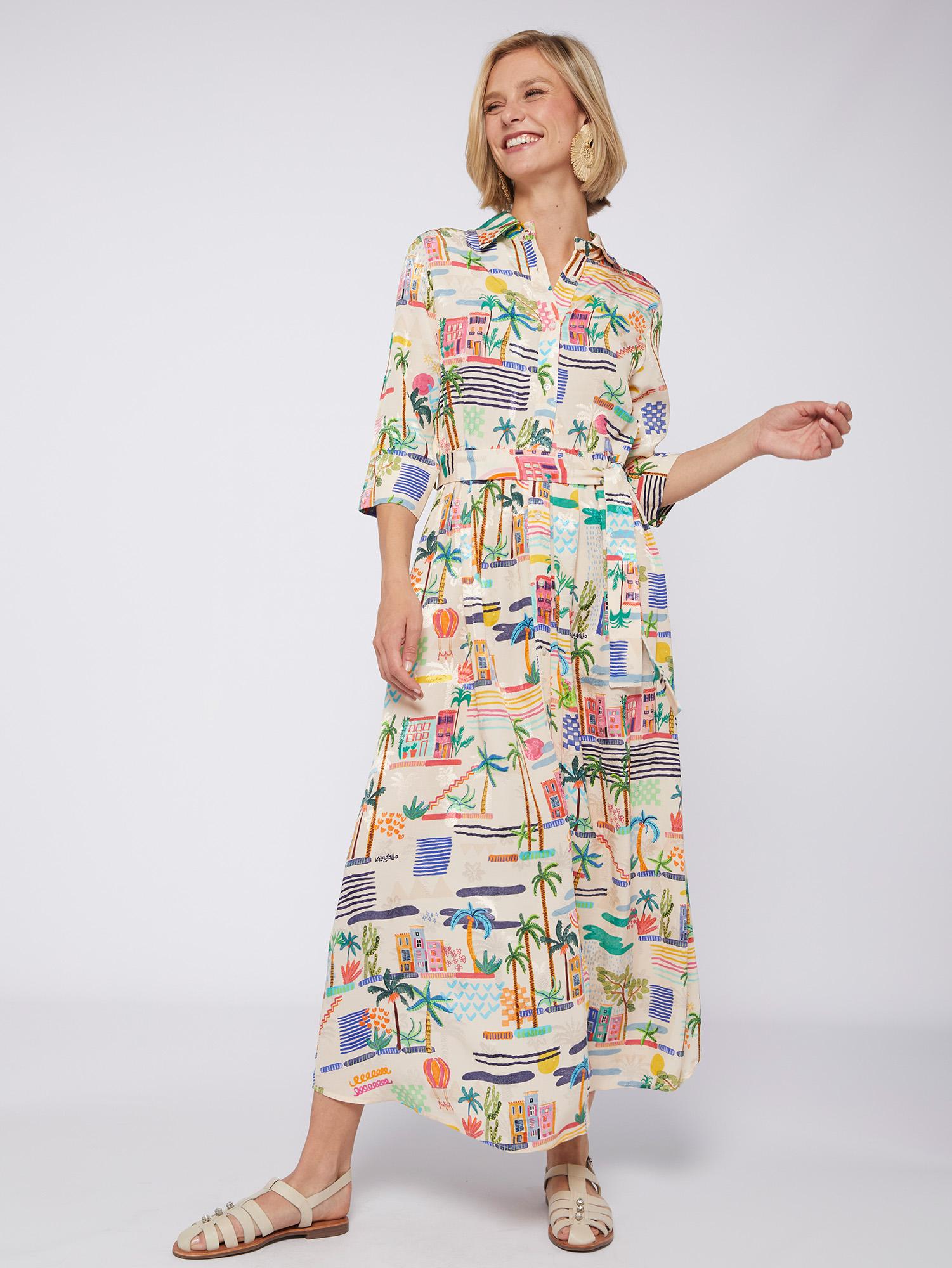 Vilagallo Dress NATALIA Long Villajoyosa Acuarela Multi