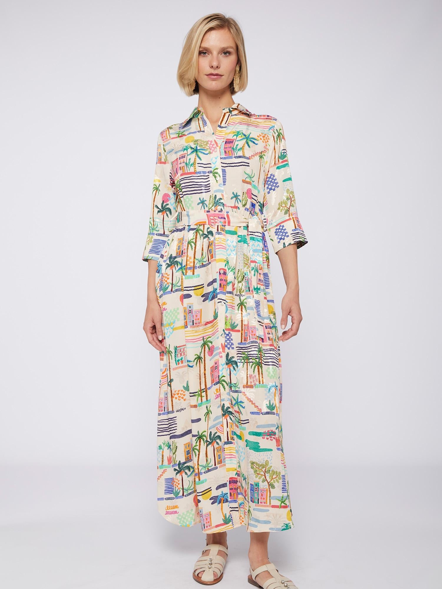 Vilagallo Dress NATALIA Long Villajoyosa Acuarela Multi