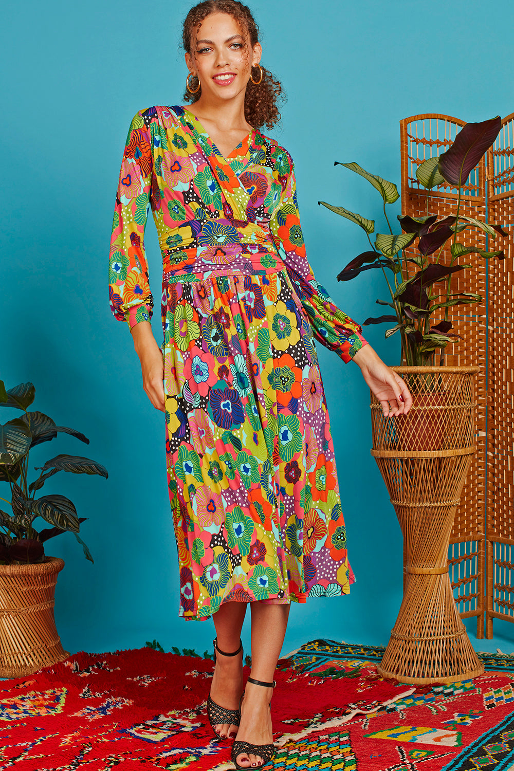 Onjenu SHARON Midi Dress Sky Flower Multi