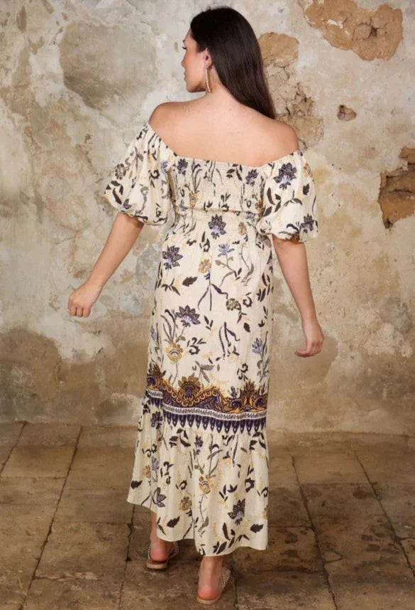 Scarlett Poppies CHIQUITITA Placement print Balloon Sleeve Long Dress